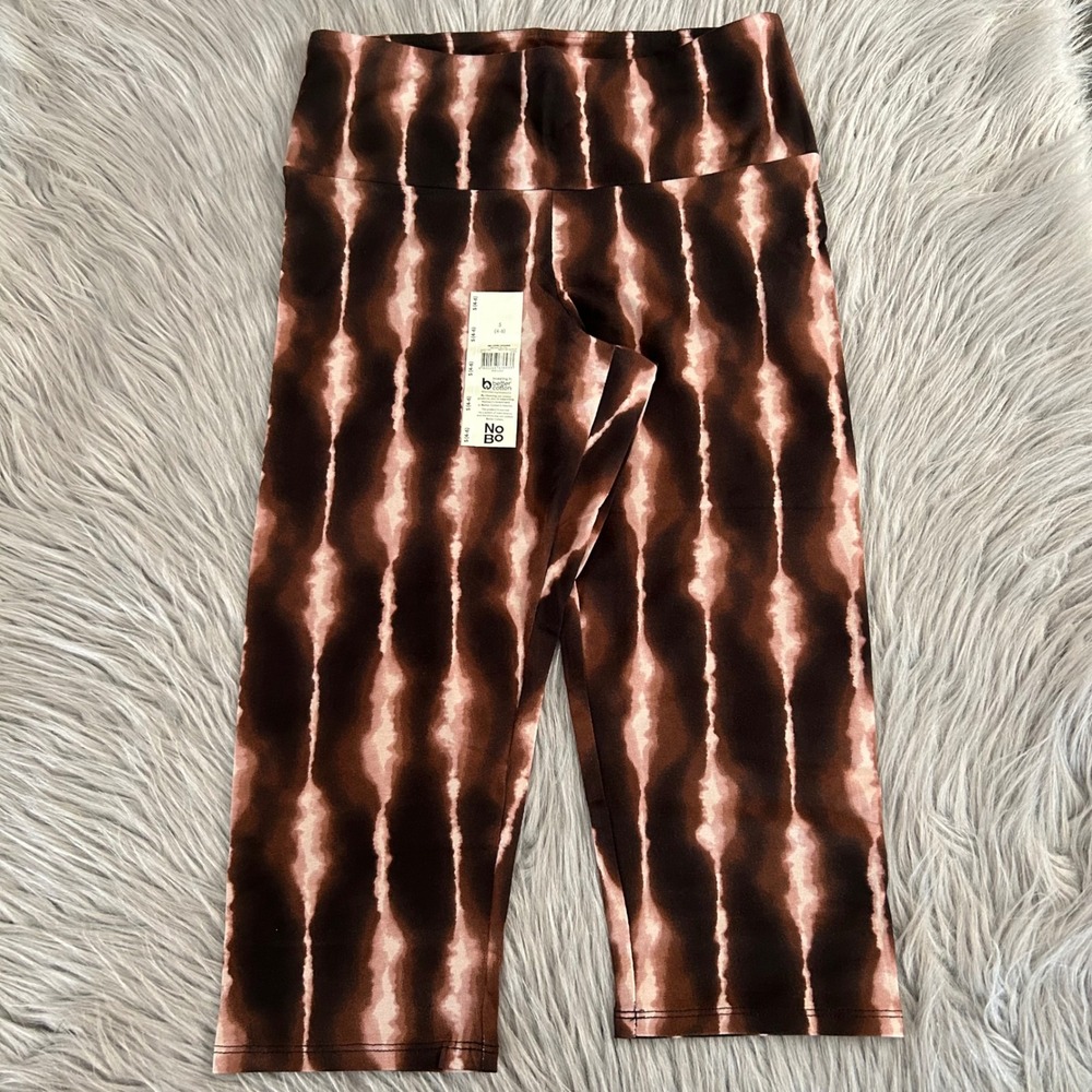 No Boundaries Capri Leggings Womens Size Small (4-6) Brown Tie Dye Stretch Pants